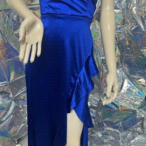 Sleek Royal Blue Asymmetrical Dress